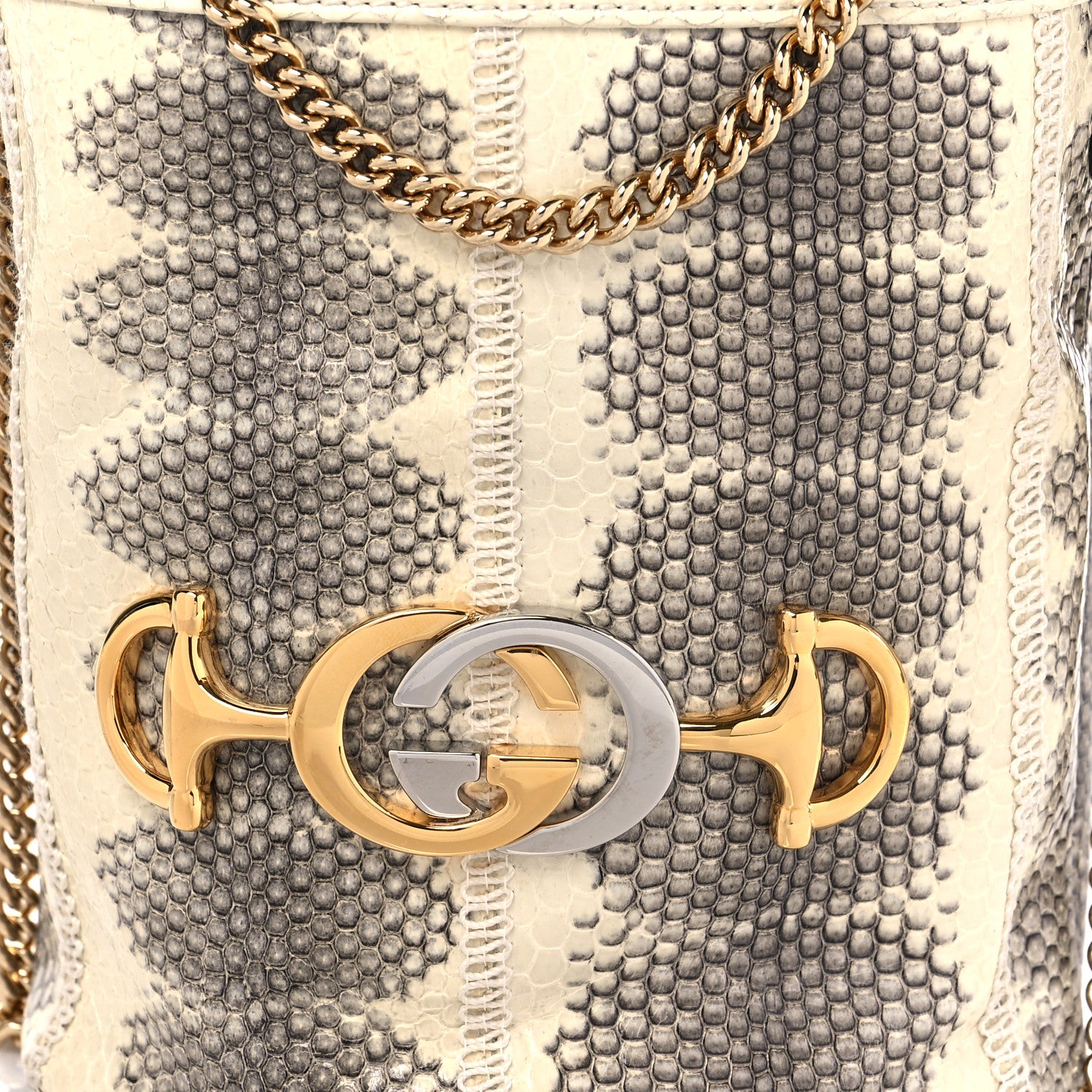 Gucci Snakeskin Mini Zumi Bucket Bag Grey 7 of 9