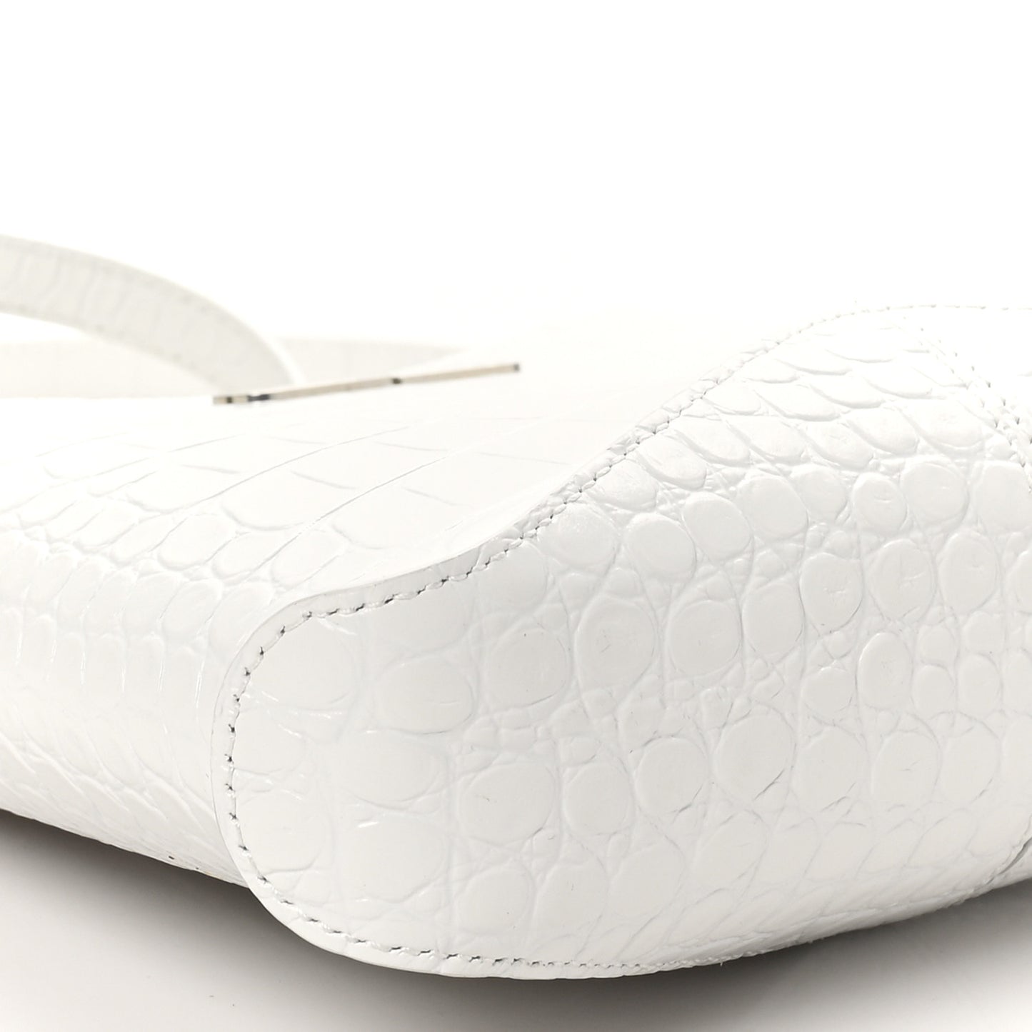 Shiny Super Supple Calfskin Crocodile Embossed Small XX Bag Optic White