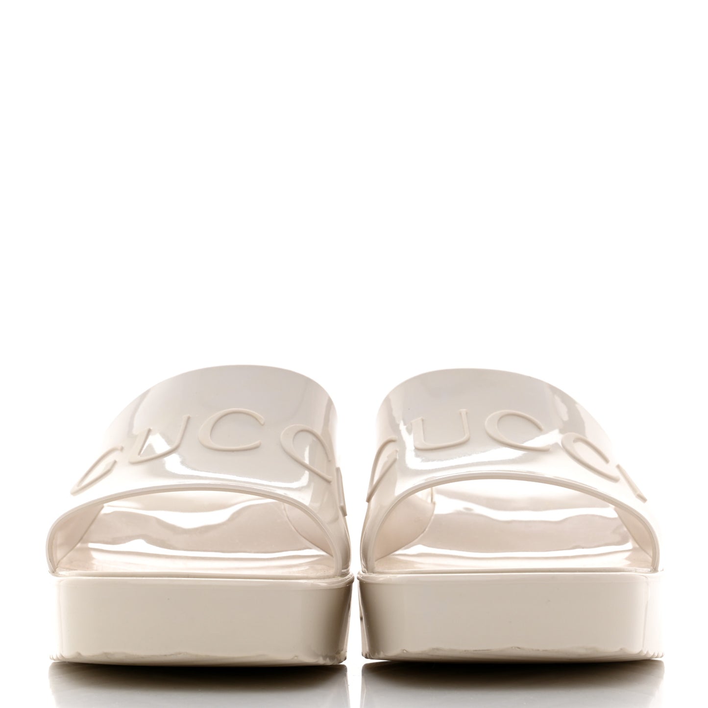 Rubber Gucci Logo Womens Platform 20/60mm Slide Sandals 38 Mystic White