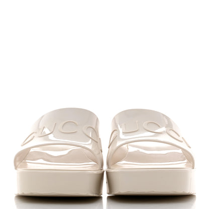 Gucci Rubber Gucci Logo Womens Platform 20/60mm Slide Sandals 38 Mystic White 2 of 9
