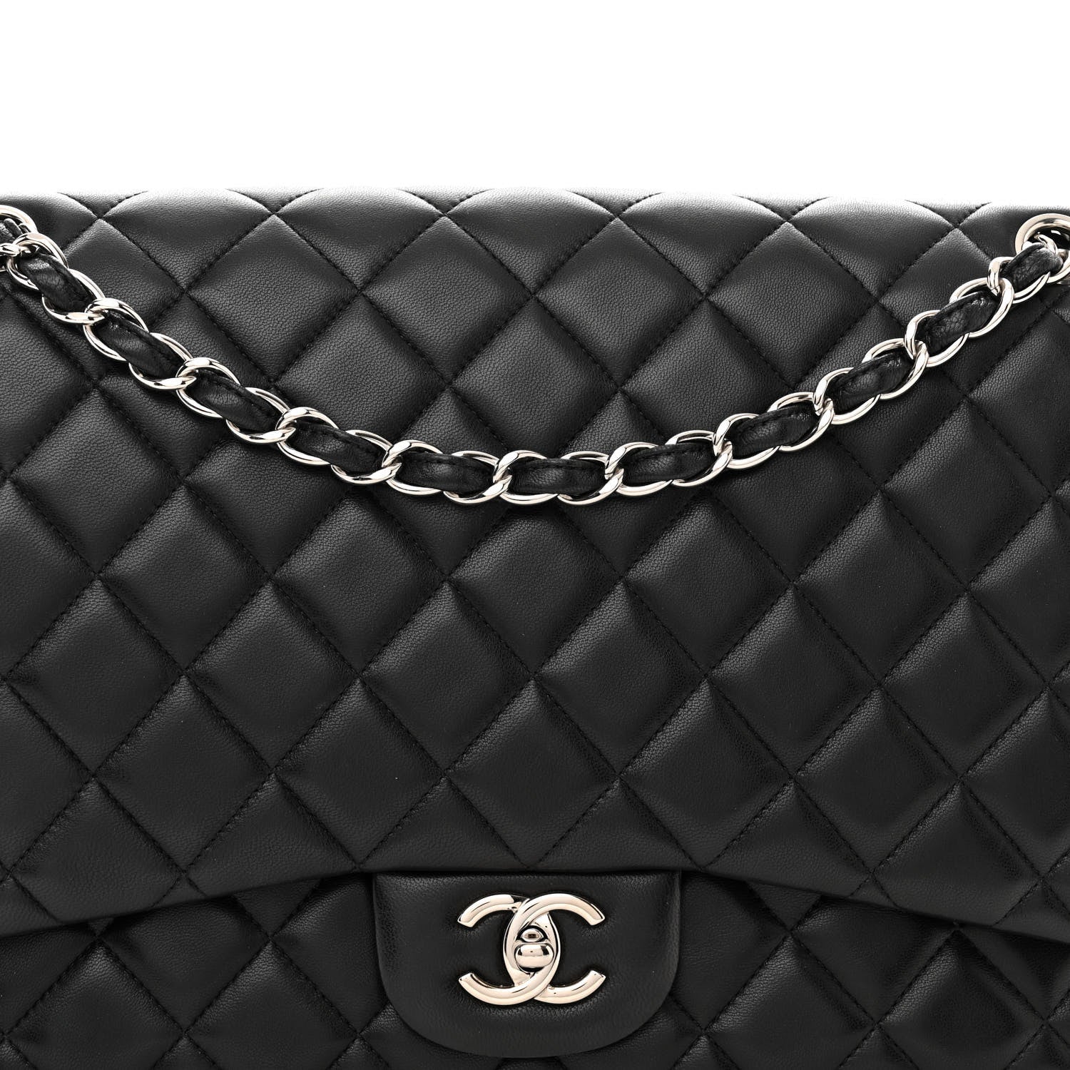 Chanel Lambskin Quilted Maxi Single Flap Black 8 of 13