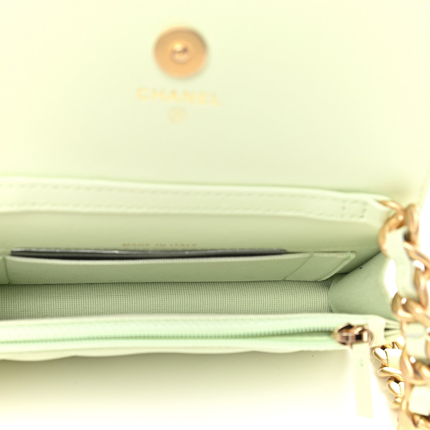 Chanel Lambskin Quilted Chanel 19 Clutch With Chain Light Green 5 of 10