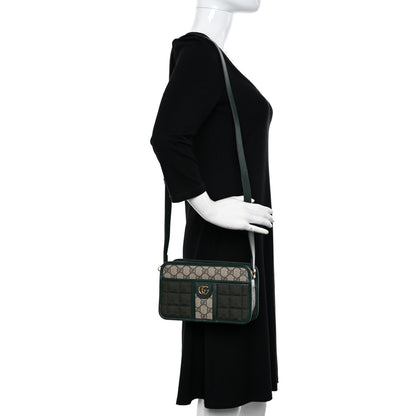 Gucci Monogram GG Mignon Textured Dollar Calfskin GG Supreme Monogram Quilted Mini GG Shoulder Bag Green Beige Ebony 2 of 12