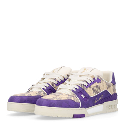 Louis Vuitton Damier Grained Calfskin Monogram Mens LV Trainer Sneakers 10 Purple 7 of 10