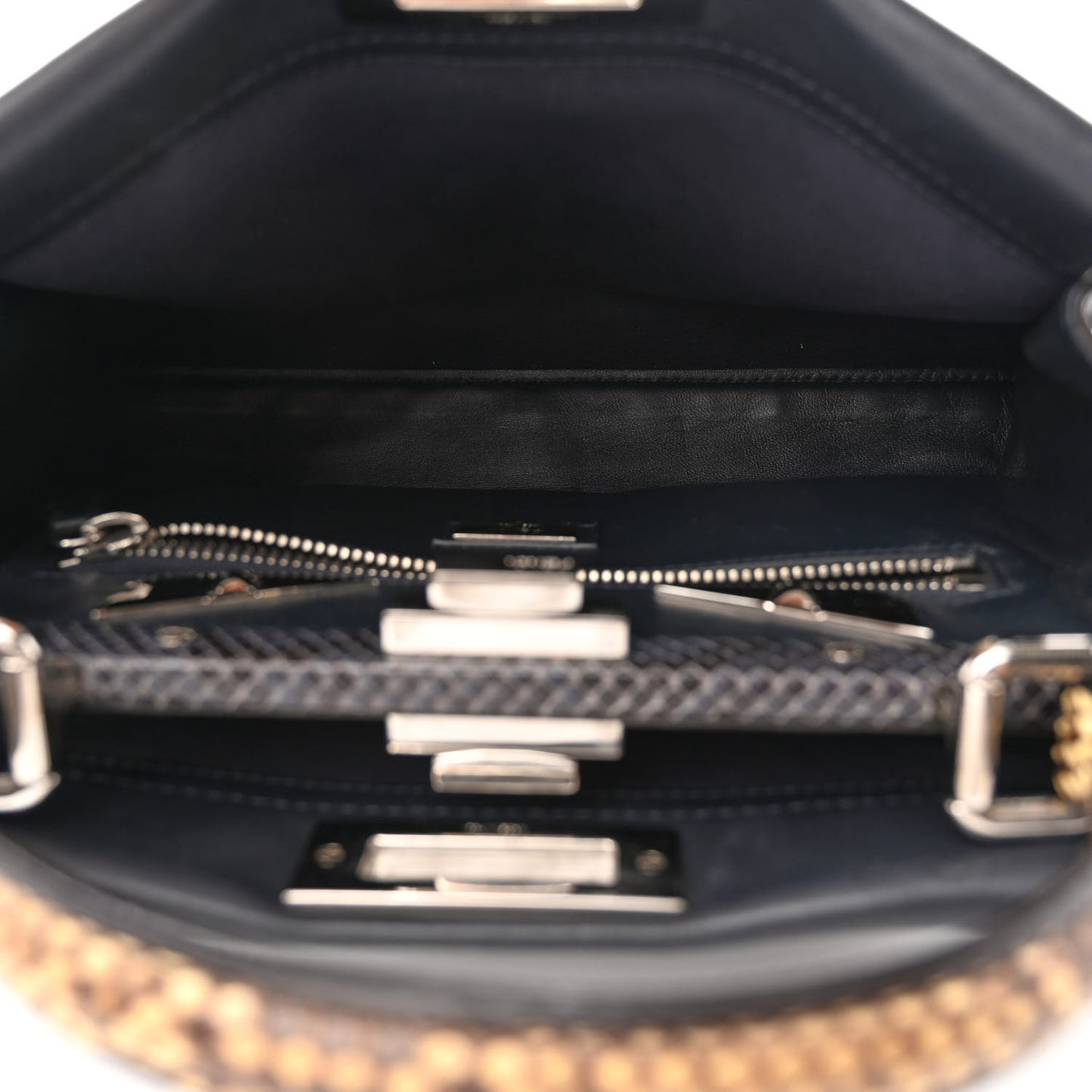 Vitello Seta Snakeskin Shiny Nappa Monster Eyes Medium Peekaboo Iconic Satchel Blue Notte Roccia