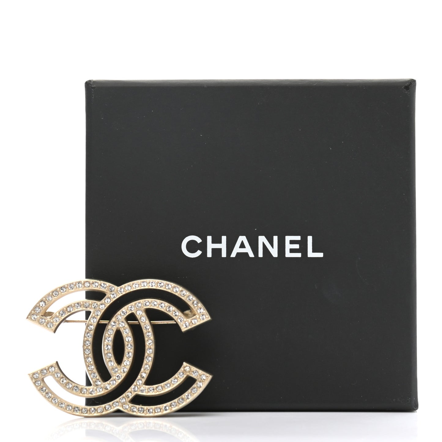 Crystal CC Brooch Light Gold