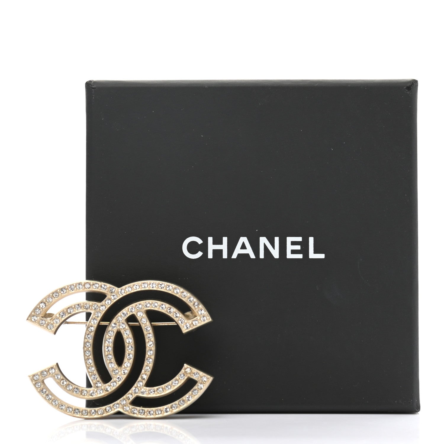 Chanel Crystal CC Brooch Light Gold 6 of 6