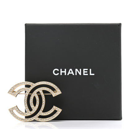 Chanel Crystal CC Brooch Light Gold 6 of 6