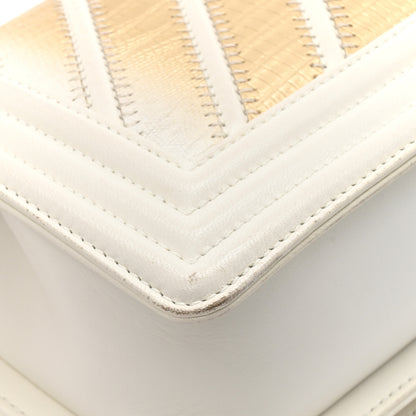 Chanel Lizard Chevron Small Boy Flap White Gold 12 of 13