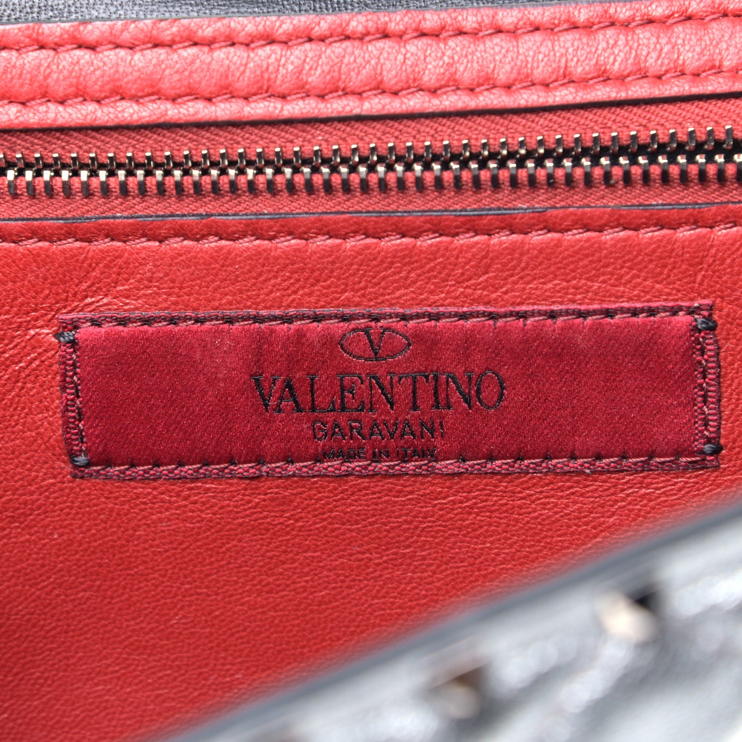 Valentino Garavani Metallic Lambskin Rockstud Spike Wallet on Chain Silver 5 of 5