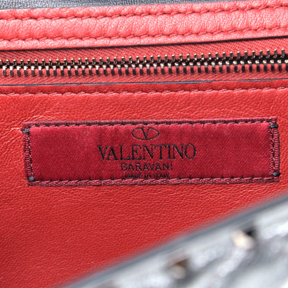 Valentino Garavani Metallic Lambskin Rockstud Spike Wallet on Chain Silver 5 of 5