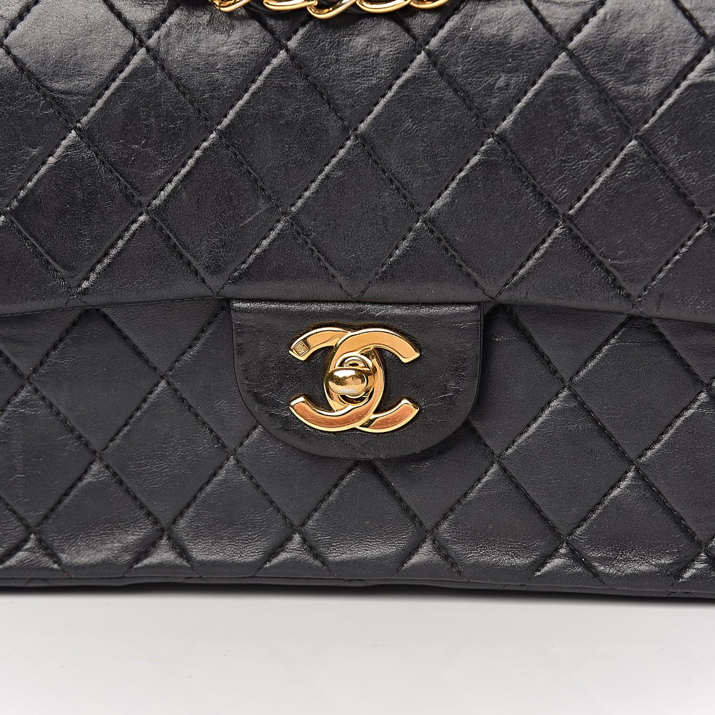 Lambskin Quilted Small Double Flap Black