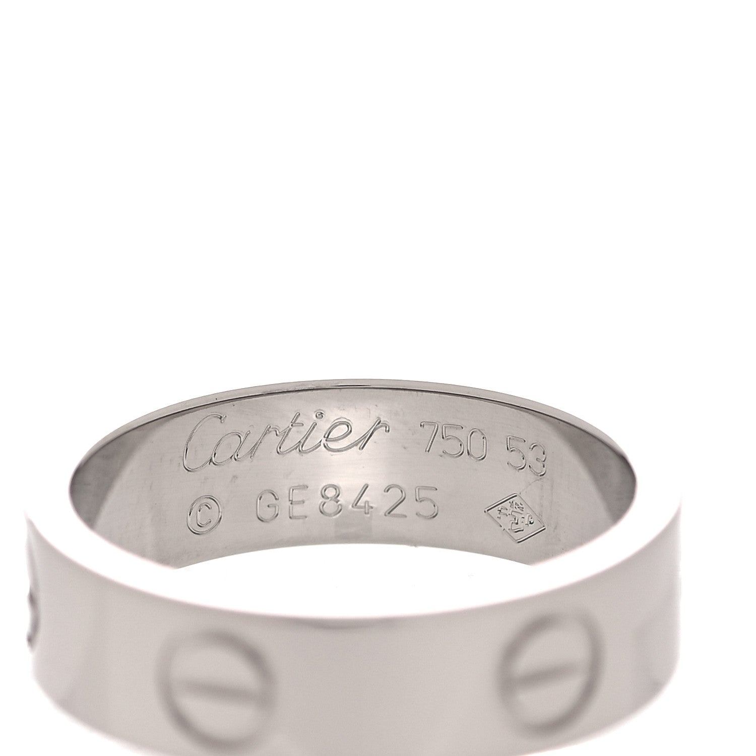 Cartier 18K White Gold 5.5mm LOVE Ring 53 6.5 8 of 8