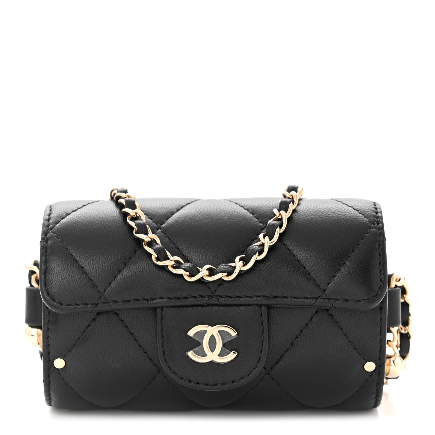 Chanel Lambskin Quilted Box Of Secrets Card Holder With Chain Black 1 of 11