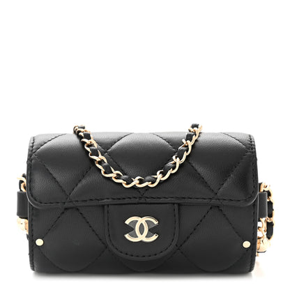Chanel Lambskin Quilted Box Of Secrets Card Holder With Chain Black 1 of 11