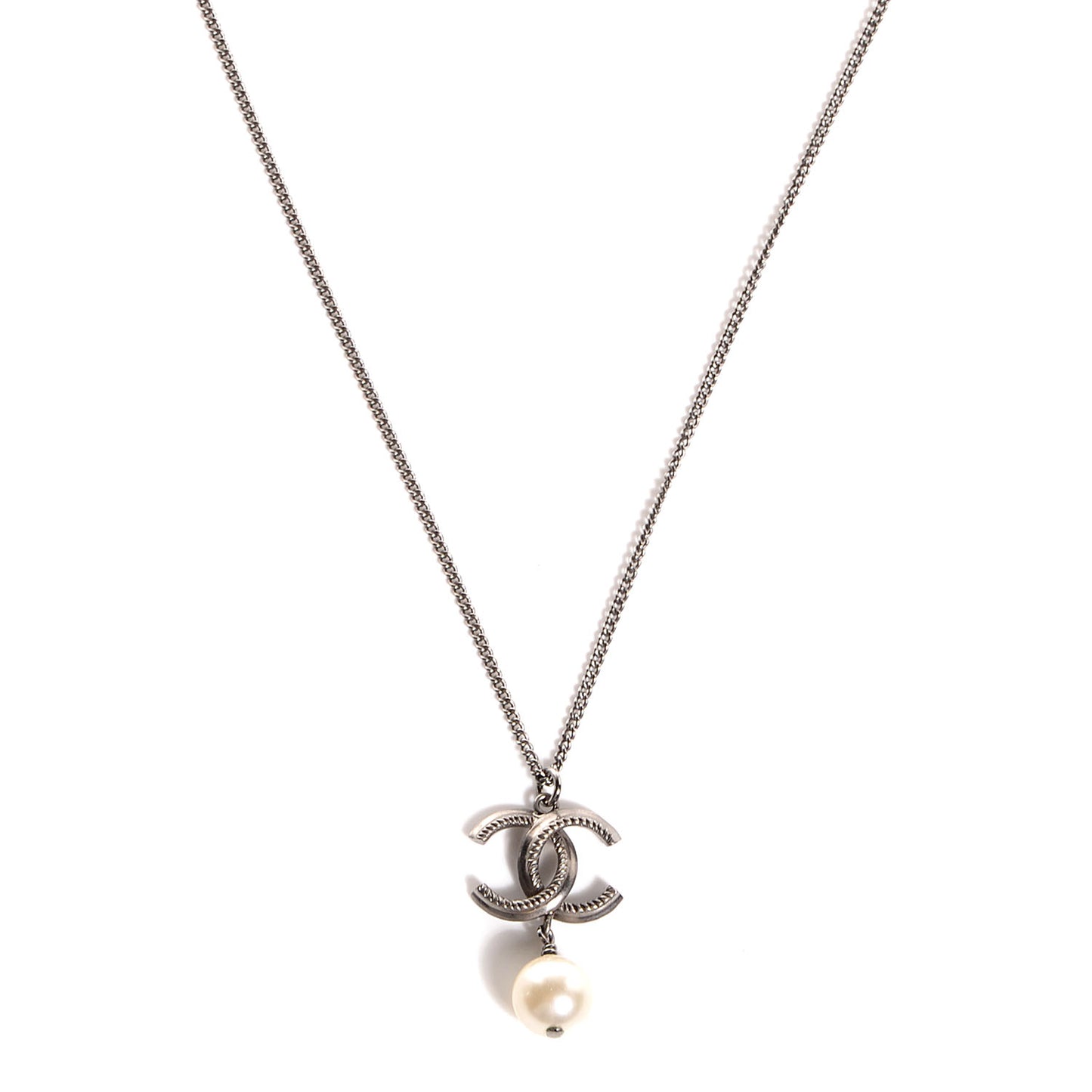 Ruthenium CC Pearl Drop Necklace