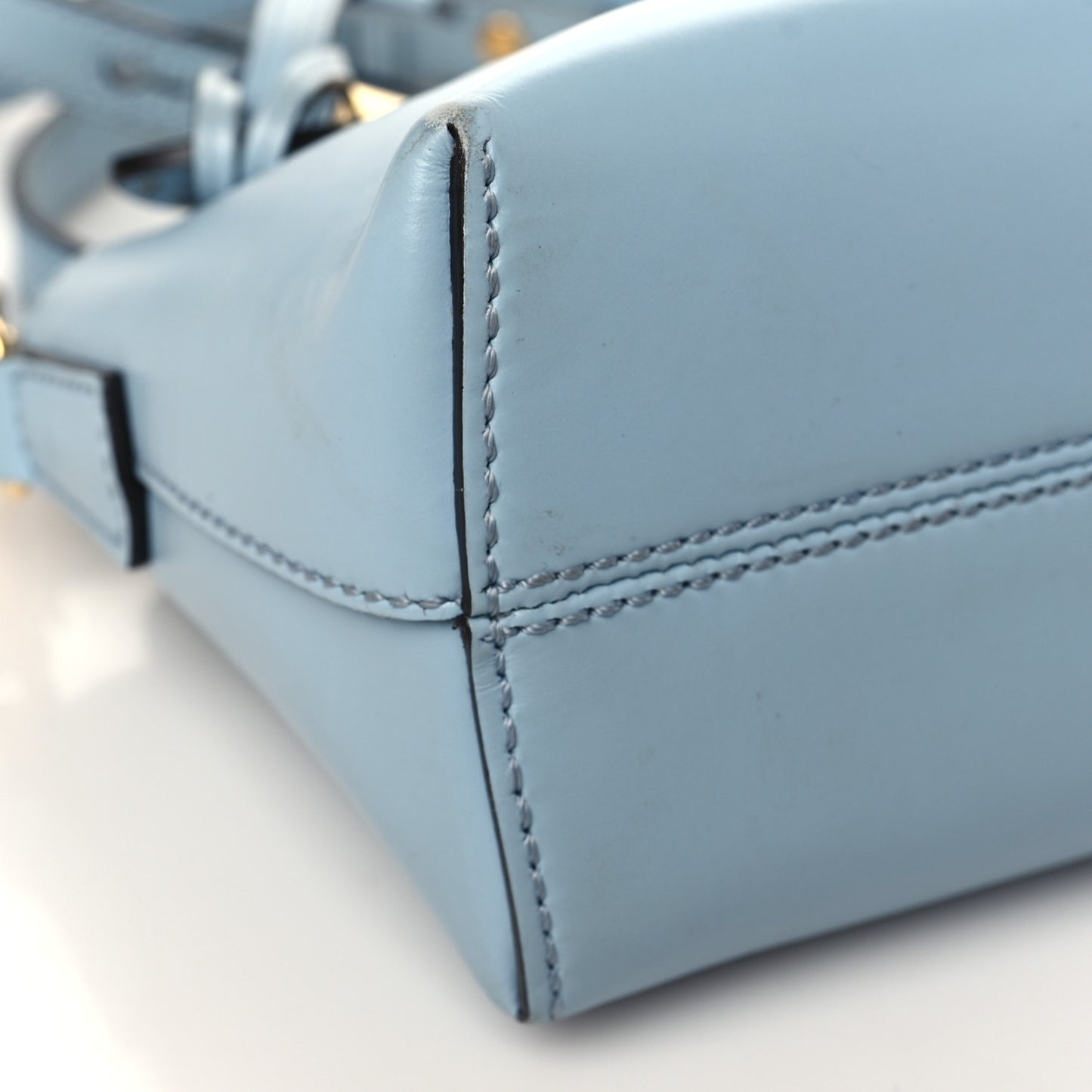 Vitello King Logo Embossed Mini By The Way Boston Bag Azzurro Baby