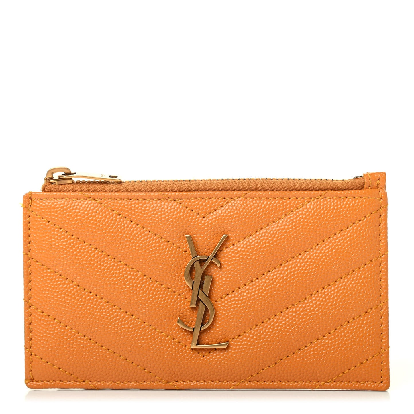 Monogram Grain de Poudre 5 Fragments Zip Pouch Card Holder Orange