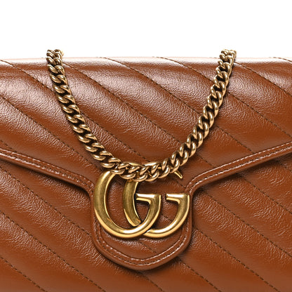 Gucci Azalea Calfskin Matelasse Diagonal GG Marmont Chain Wallet Cuir 8 of 11