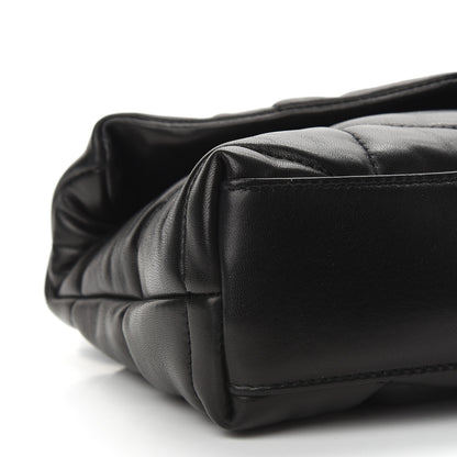 Saint Laurent Lambskin Quilted Toy Loulou Puffer Monogram Chain Satchel Black 8 of 9