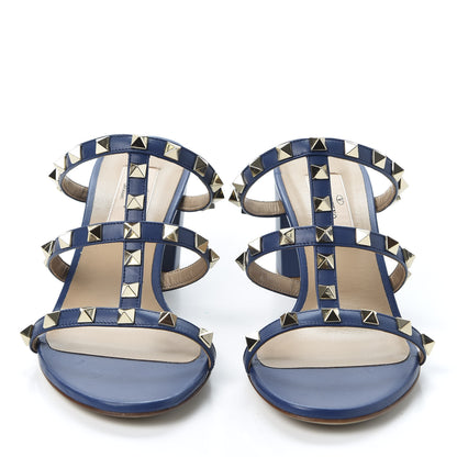 Valentino Garavani Calfskin Rockstud 60mm Caged Slide Sandals 36.5 Light Ocean 3 of 10