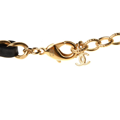 Chanel Calfskin Pearl Chain 90's Camellia Long Necklace Black Gold 3 of 4