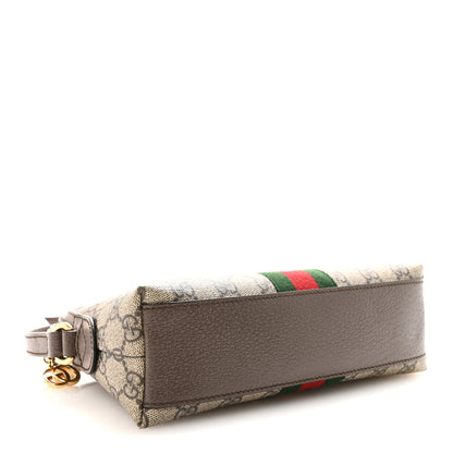 Gucci GG Supreme Monogram Textured Dollar Calfskin Web Small Ophidia Dome Shoulder Bag Beige Ebony New Acero Brown 4 of 10