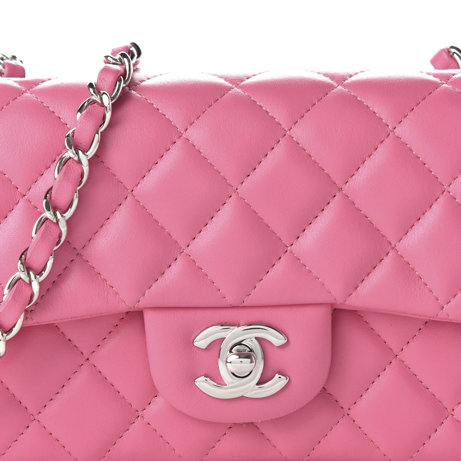 Chanel Lambskin Quilted Mini Rectangular Flap Pink 10 of 11