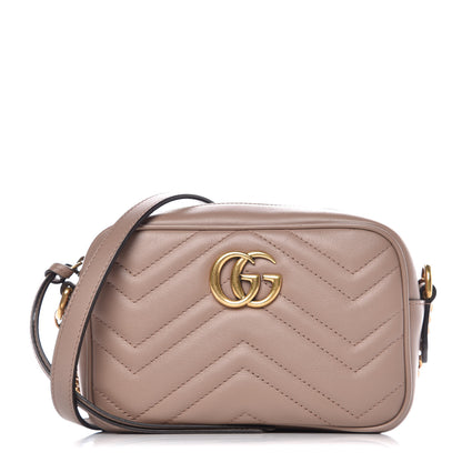 Gucci Calfskin Matelasse Mini GG Marmont Chain Shoulder Bag Porcelain Rose 1 of 7