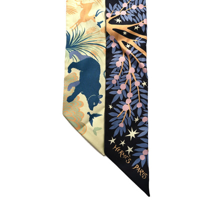 Hermes Silk Sous Le Charme D Orphee Twilly Bleu Black Jaune Soufre 2 of 4