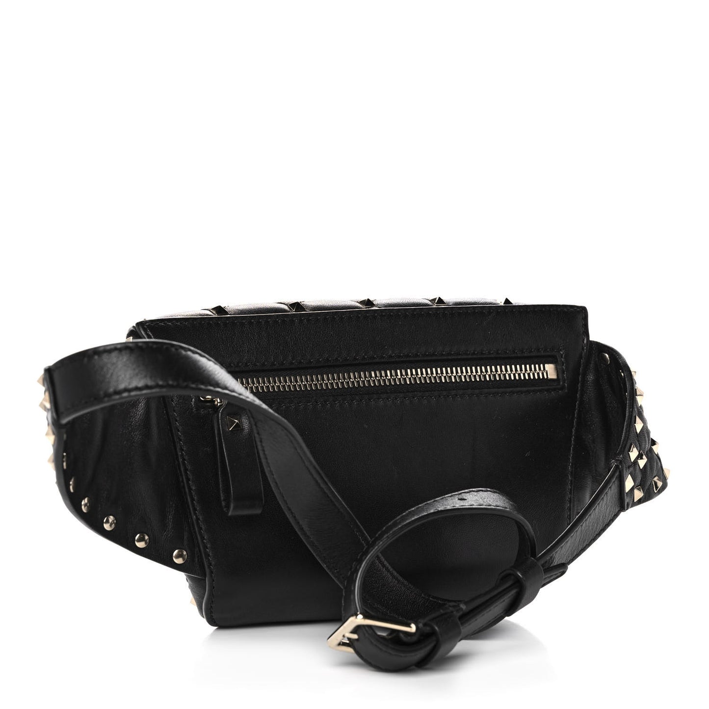 Lambskin Rockstud Spike Belt Bag 85 Black