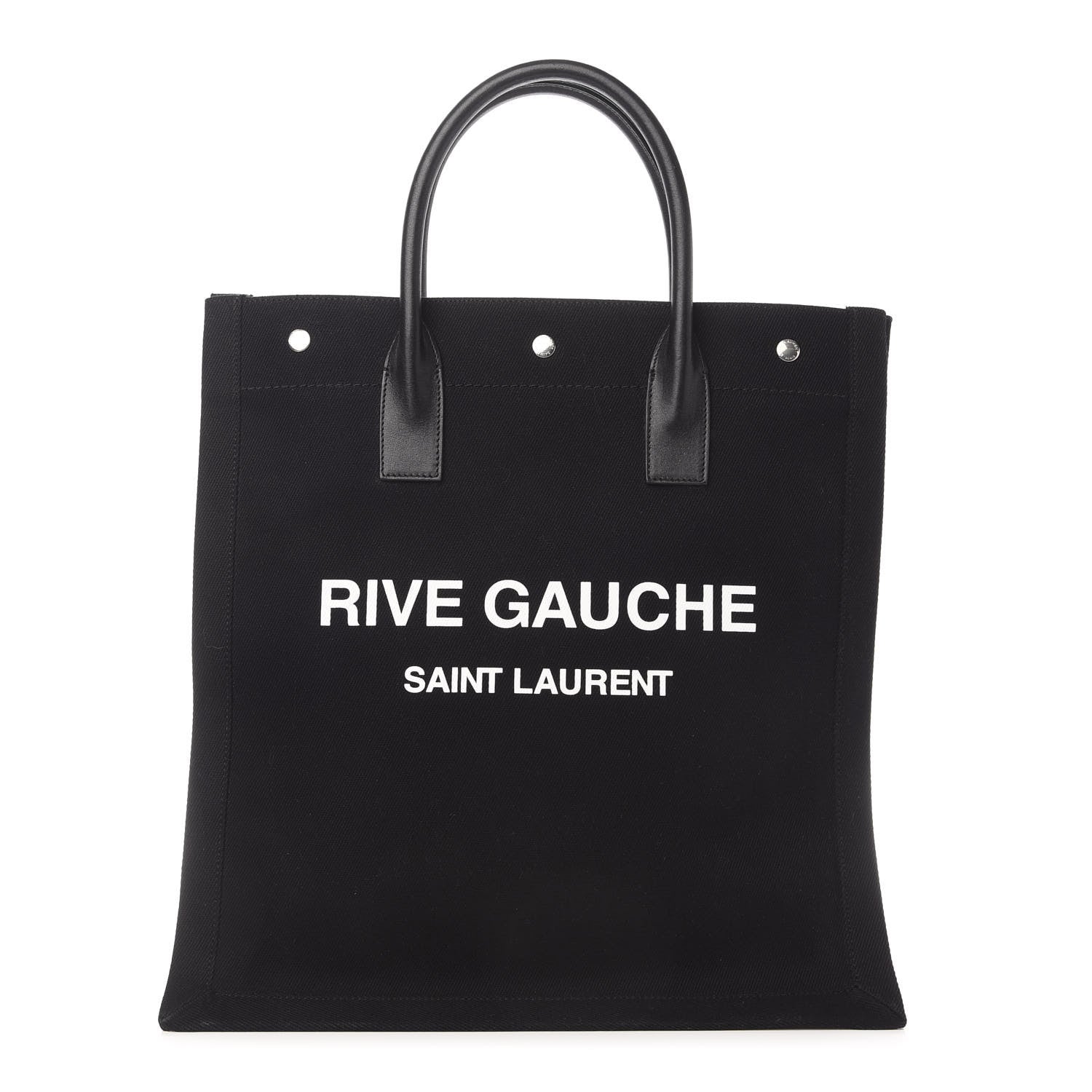 Saint Laurent Linen Calfskin Rive Gauche North South Tote Black 1 of 10