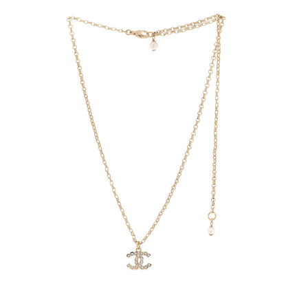Chanel Pearl Crystal CC Pendant Necklace Gold 3 of 6
