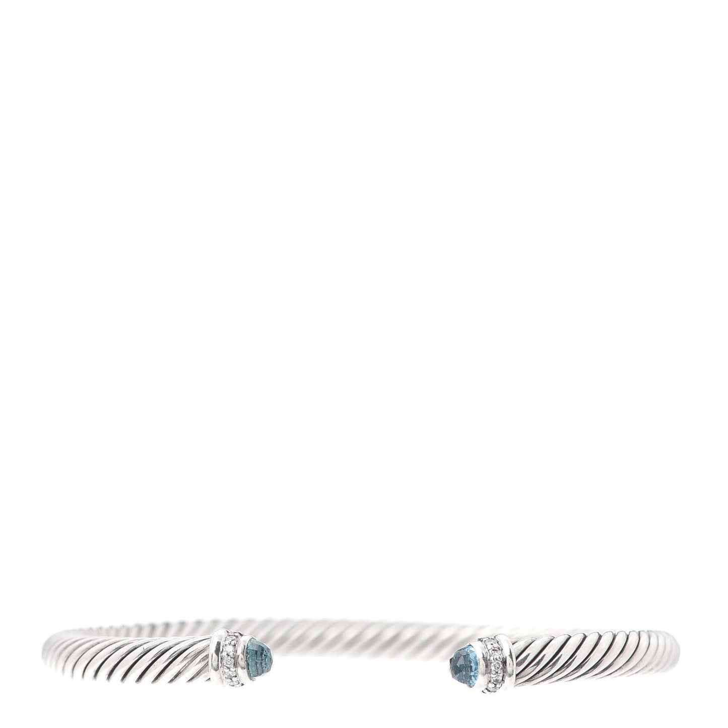 Sterling Silver Diamond Blue Topaz 5mm Cable Classics Bracelet