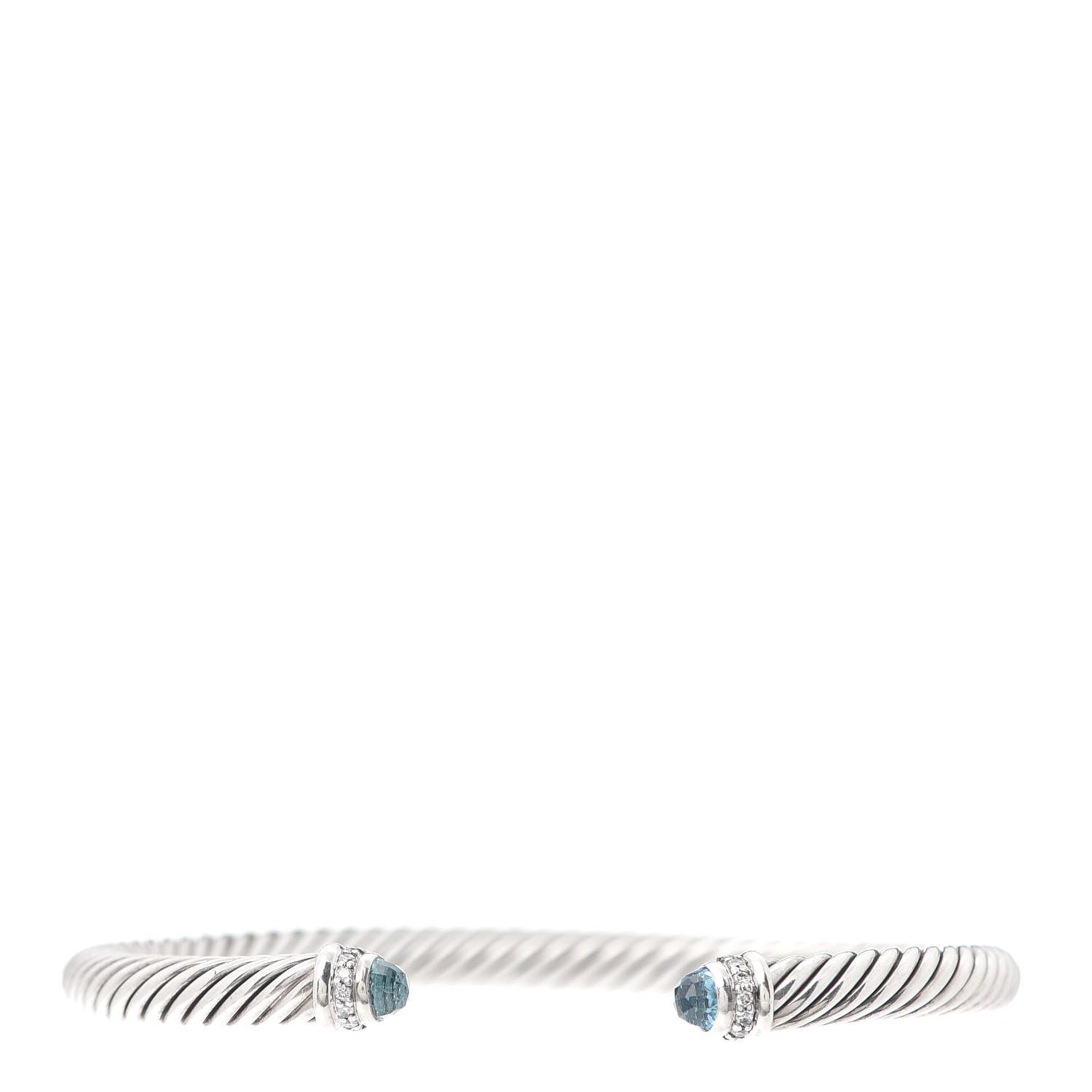 David Yurman Sterling Silver Diamond Blue Topaz 5mm Cable Classics Bracelet 1 of 4
