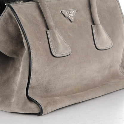 Prada Suede Twin Pocket Tote Acciaio 9 of 9