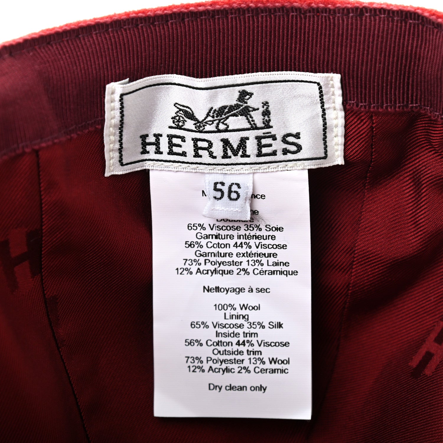 Hermes Wool Davis Varsity Cap 56 Rouge 6 of 6