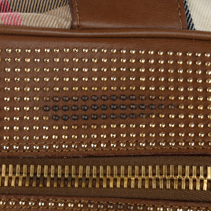 Burberry House Check Studded Knight Satchel Brown 9 of 9