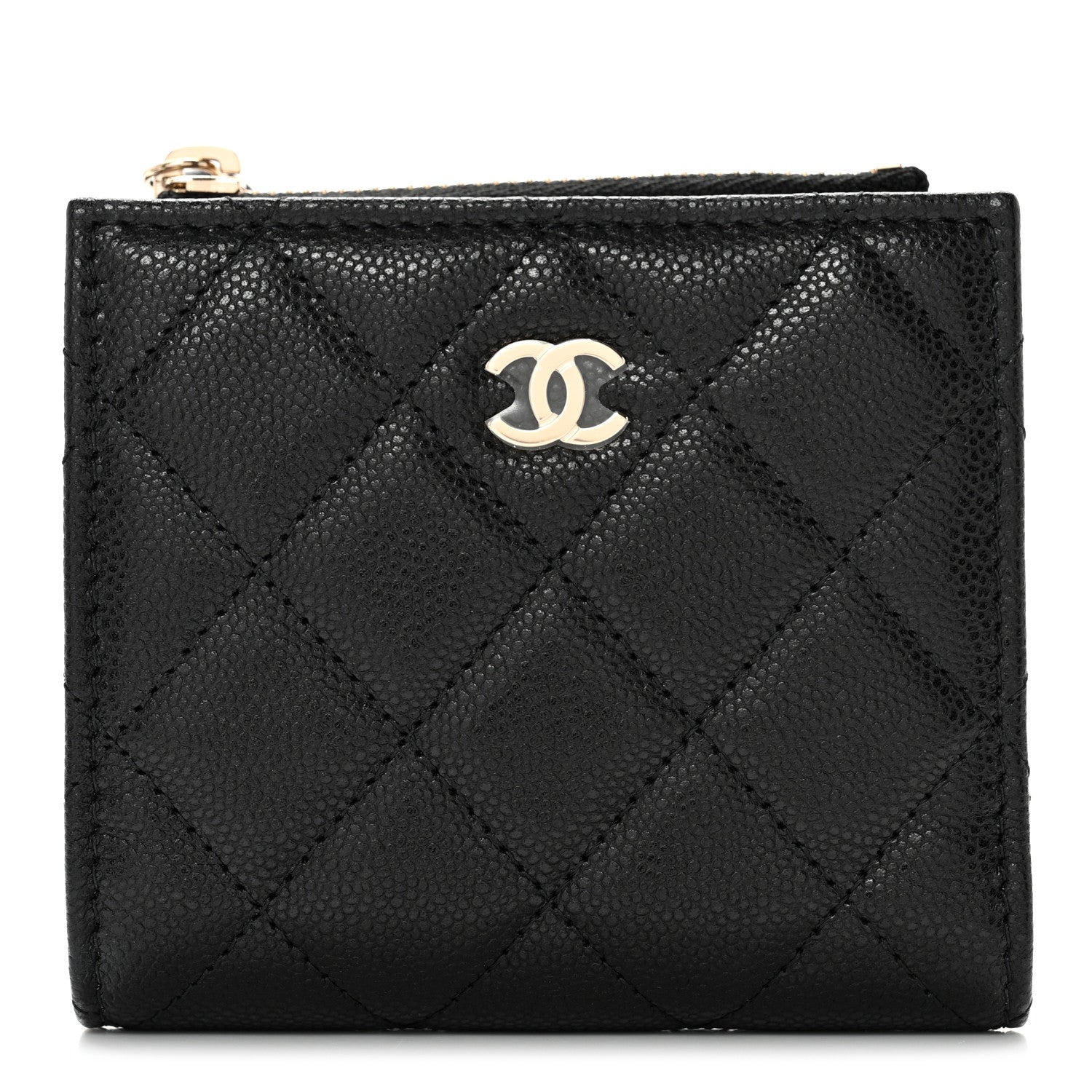 Chanel Caviar Quilted CC Zip Compact Wallet Black 1 of 10