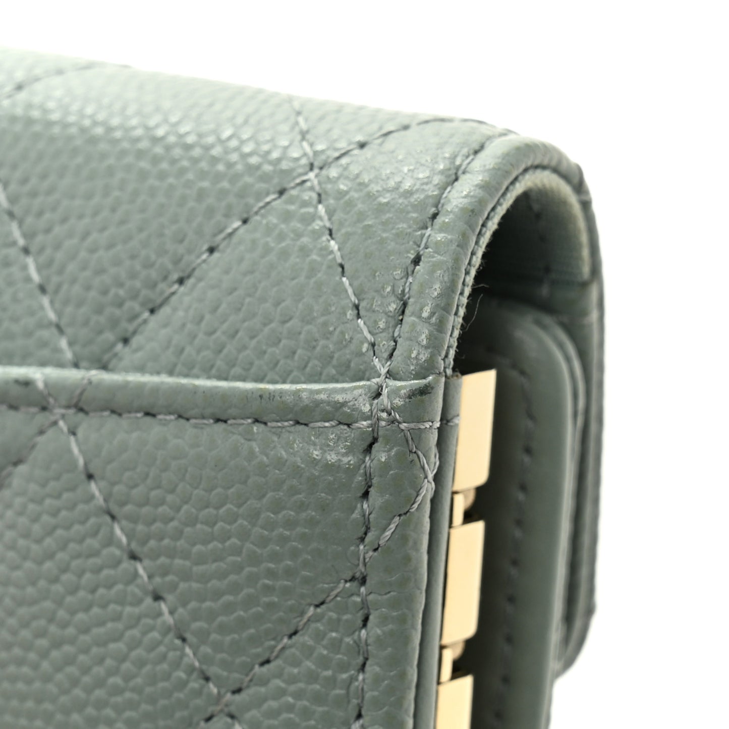 Caviar Quilted Classic 4 Key Holder Wallet Grey