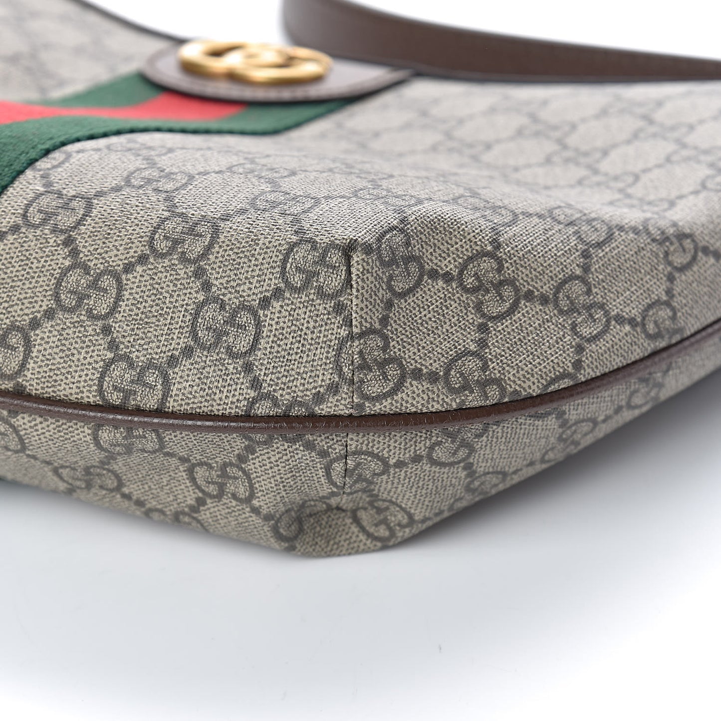 GG Supreme Monogram Web Small Ophidia Half Moon Hobo Brown