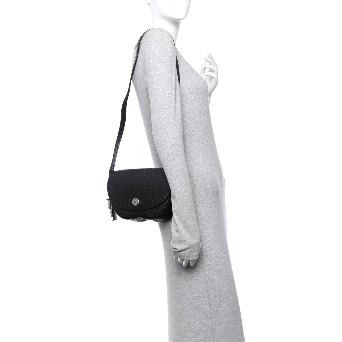 Grain Calfskin Small Chess Satchel Bag Black
