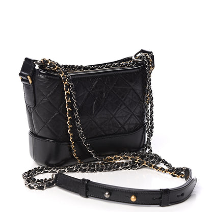 Chanel Aged Calfskin Quilted Small Gabrielle Hobo Black 2 of 10