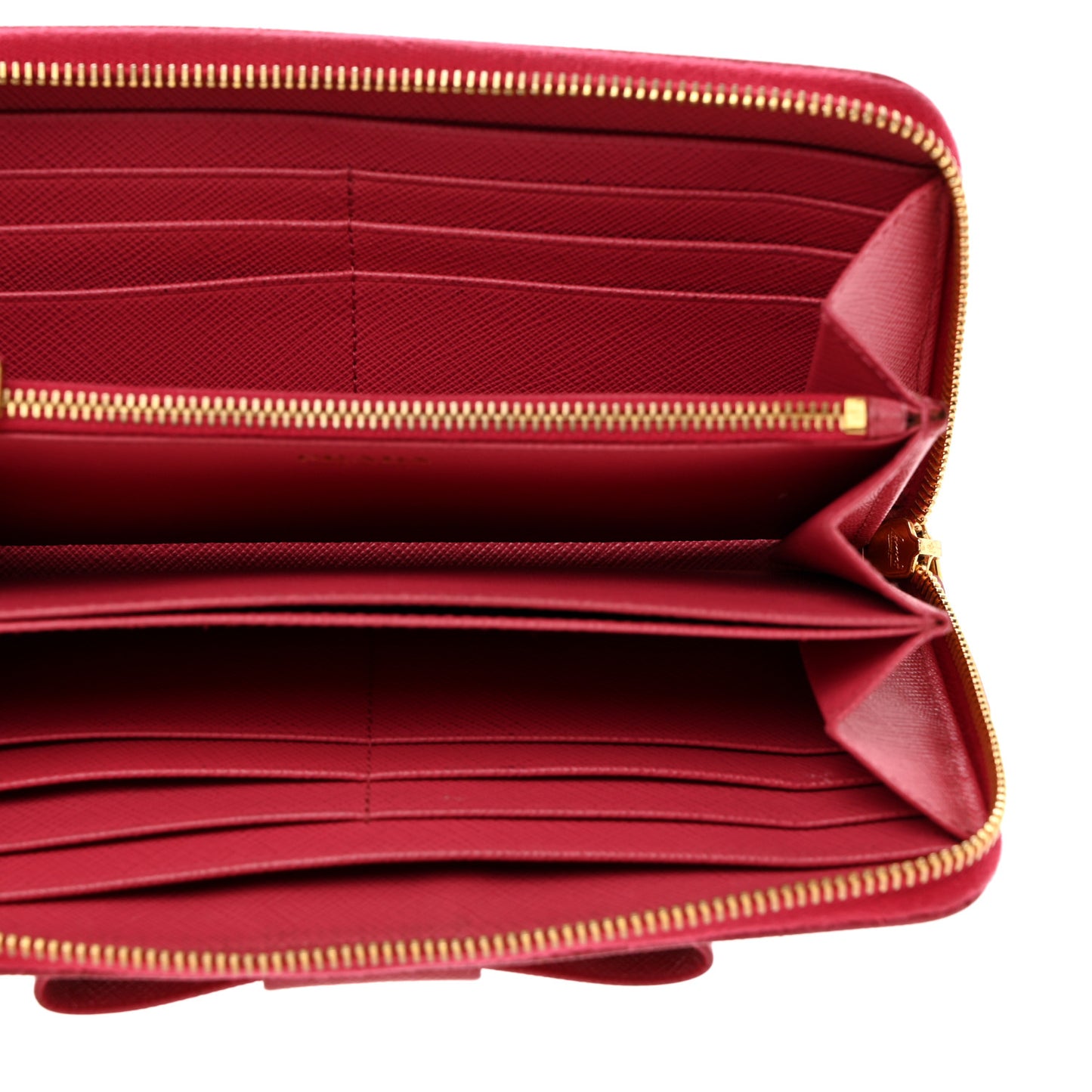 Saffiano Fiocco Bow Zip Around Wallet Peonia