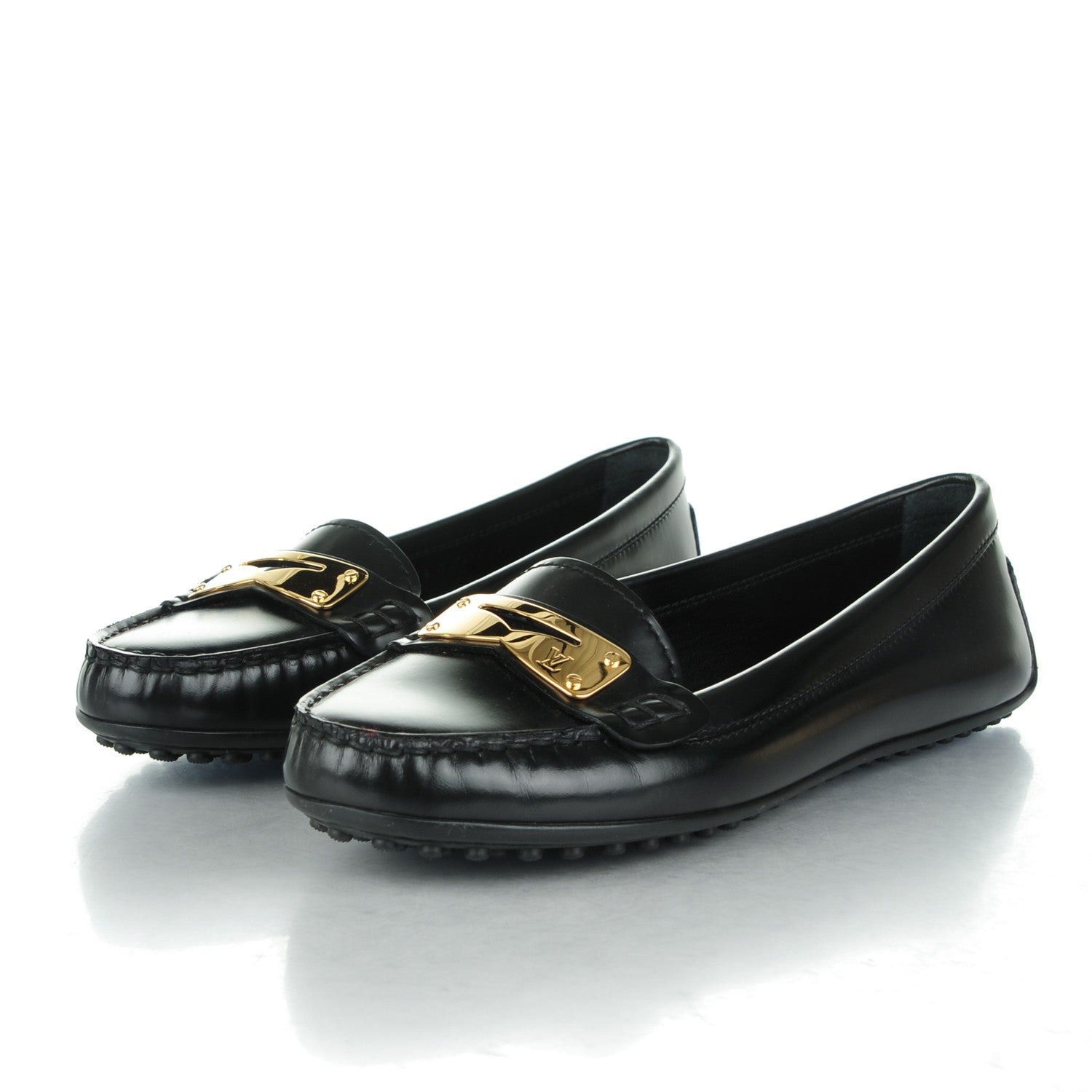 Louis Vuitton Calfskin Cluny Loafers 37.5 Black 3 of 7