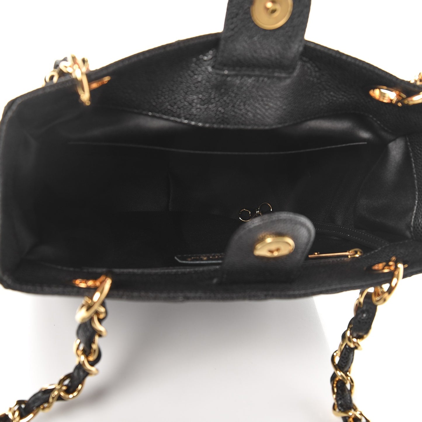 Caviar Quilted Petit Shopping Tote PST Black