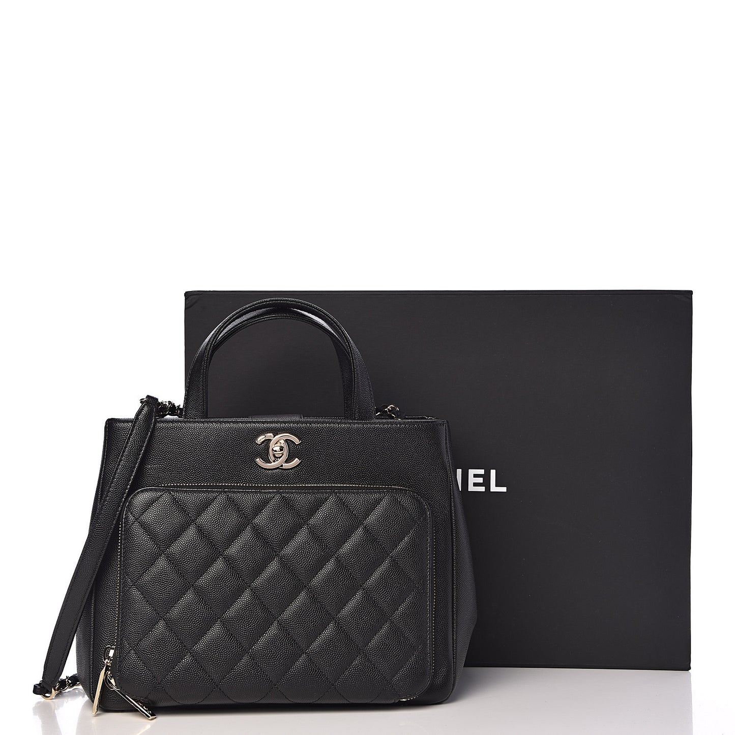 Caviar Quilted Small Business Affinity Shopping Bag Black