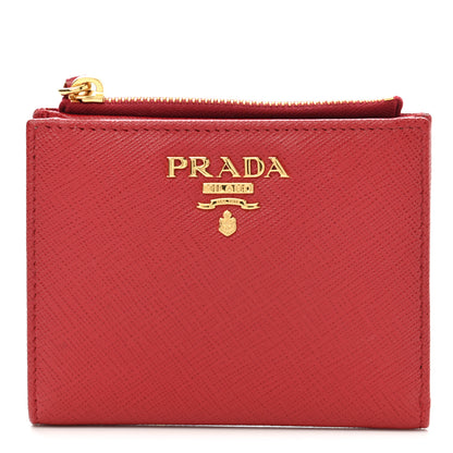 Prada Saffiano Zip Top Compact Wallet Fuoco 1 of 6