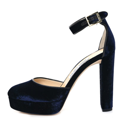 Jimmy Choo Velvet Daphne 120 Pumps 36.5 Navy 1 of 7