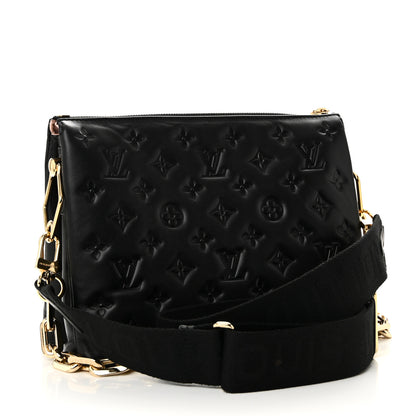 Louis Vuitton Lambskin Embossed Monogram Coussin PM Black 3 of 9